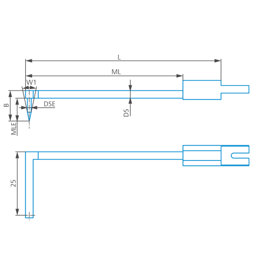 High rigid offset stylus arm (conical)/Contour ML=58,MLE=9, B=12, W1=24&deg; fotografie produktu