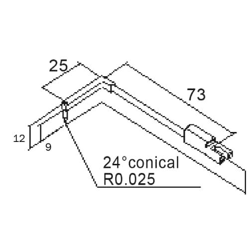 High rigid offset stylus arm (conical)/Contour ML=58,MLE=9, B=12, W1=24&deg; fotografie produktu Side View L