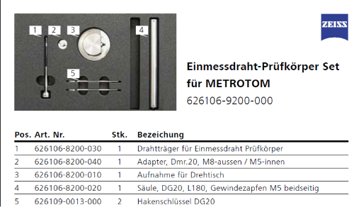 Measuring wire specimen set for METROTOM 1500 product photo Side View L