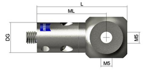 Rotary joint, M5 with 4 sided cube product photo