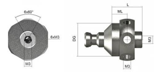 Cube, with cone adapter, 6 sided M3 product photo