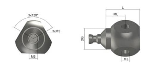 Cube, with cone adapter, 3 sided M5 product photo