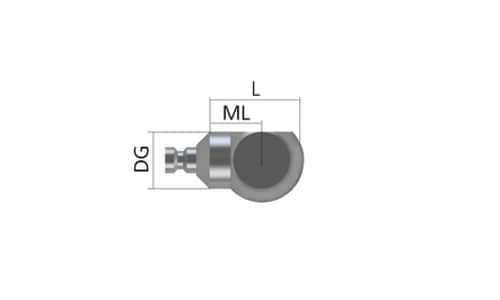 Angle piece with cone adapter product photo Back View L