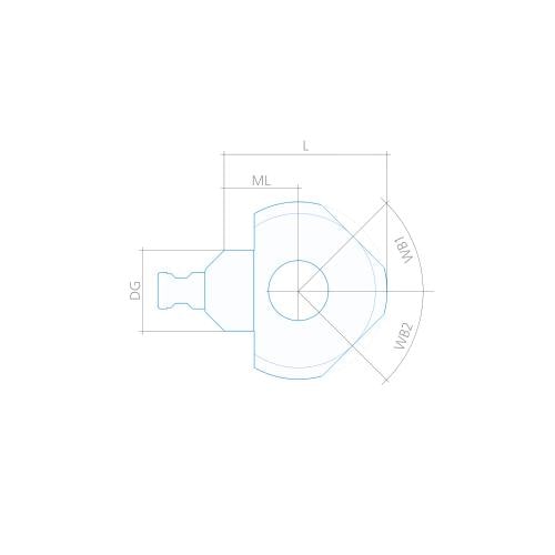 Double angle piece with cone adapter, M5 product photo Back View L