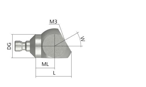 Angle piece with cone adapter product photo Back View L